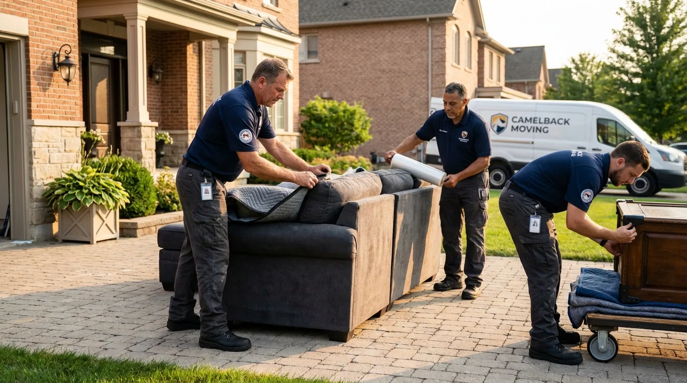 Large estate moving crew wrapping furniture in New Madrid, MO