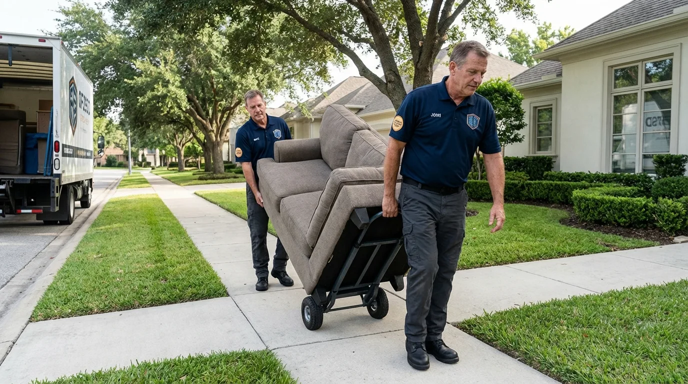 Local residential moving crew loading furniture in New Madrid, MO